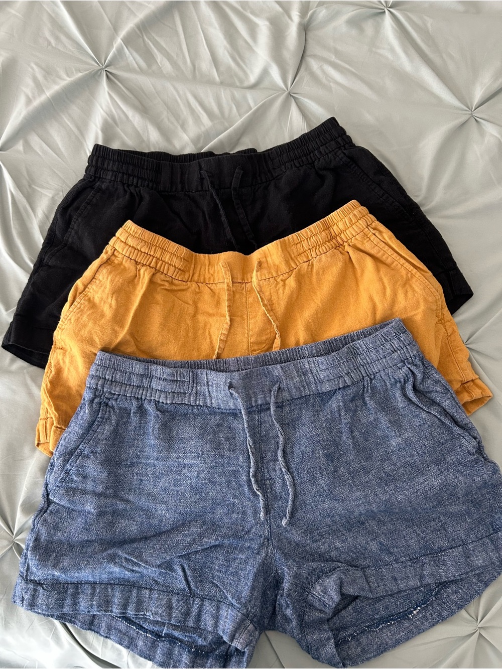 Old Navy Women's Elastic-Waist Shorts — Black, Mustard, Denim Blue
